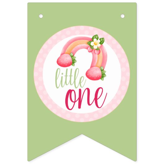 Aardbei Gnome Garden Little Girl's Birthday Vlaggetjes (Eerste vlag)