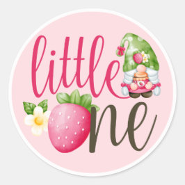 Aardbei Gnome Garden Little One 1e verjaardag Ronde Sticker
