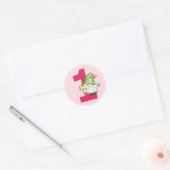 Aardbei Gnome Tuin Baby Meisje's 1e Verjaardag C Ronde Sticker (Envelop)