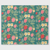 Aardbei Green Botanical Cadeaupapier (Vlak)