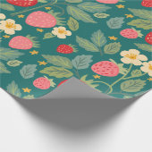 Aardbei Green Botanical Cadeaupapier (Hoek)