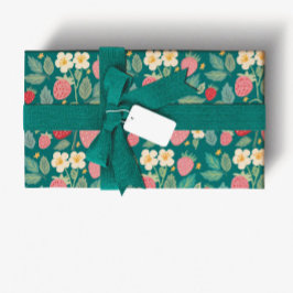 Aardbei Green Botanical Cadeaupapier