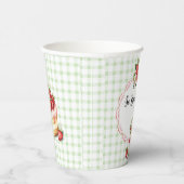 Aardbei Green Gingham Baby shower-Paper Cups Papieren Bekers (Rechts)