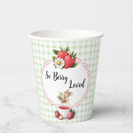 Aardbei Green Gingham Baby shower-Paper Cups Papieren Bekers