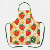 Aardbei Griekse Sleutel Monogram Schort (Voorkant)