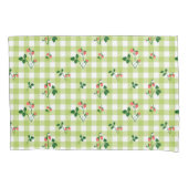 Aardbei Groen Gingham Check geruite patroon Kussensloop (Voorkant-Links)