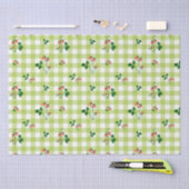Aardbei Groen Gingham Check geruite patroon Tissuepapier (Craft)