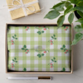 Aardbei Groen Gingham Check geruite patroon Tissuepapier (Geschenk)