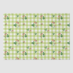Aardbei Groen Gingham Check geruite patroon Tissuepapier