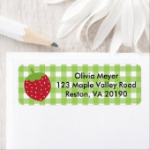 Aardbei Groen Gingham geruite Adresetiketten Etiket (Insitu)