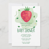 Aardbei Groen Rood Fruit Baby shower Kaart (Voorkant)