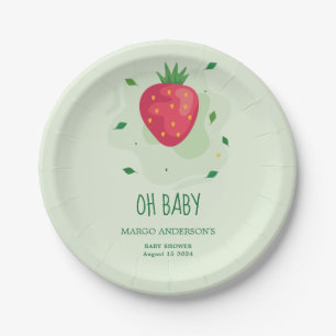 Aardbei Groen Rood Fruit Baby shower Papieren Bordje