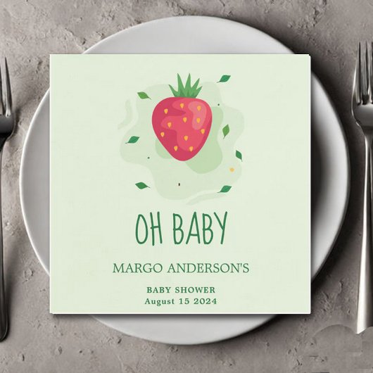 Aardbei Groen Rood Fruit Baby shower Servet