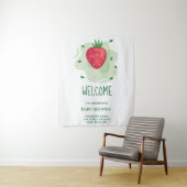 Aardbei Groen Rood Fruit Baby Shower Wandkleed (In situ)