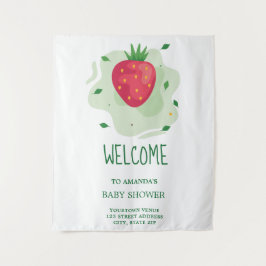 Aardbei Groen Rood Fruit Baby Shower Wandkleed
