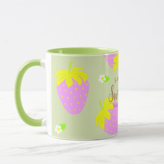 Aardbei groen roze mok (Links)