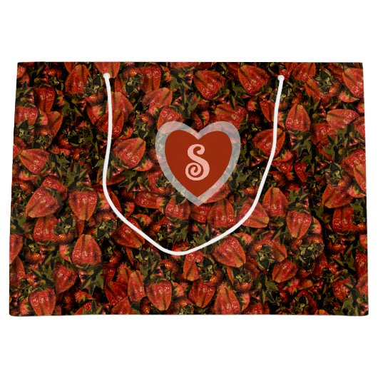 Aardbei grote geschenkzak groot cadeauzakje (Voorkant)