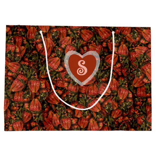 Aardbei grote geschenkzak groot cadeauzakje (Achterkant)