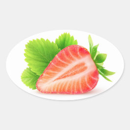 Aardbei half ovale sticker