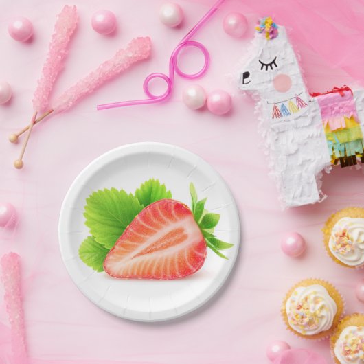 Aardbei half papieren bordje (Feest)