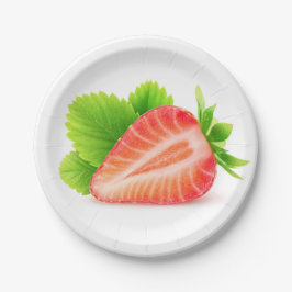 Aardbei half papieren bordje