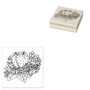 Aardbei Hand Lettering Typografie Rubberstempel