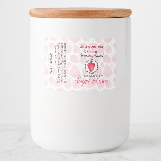 Aardbei Handgemaakte zelfgemaakte zeep | Scrub-lab Voedselcontainer Etiket (Voorkant)