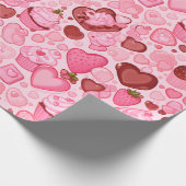 Aardbei Hart Cupcake Valentijn Naadloos Cadeaupapier (Hoek)