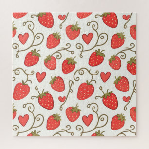 Aardbei Hart Patroon Mooie Fantasie Legpuzzel