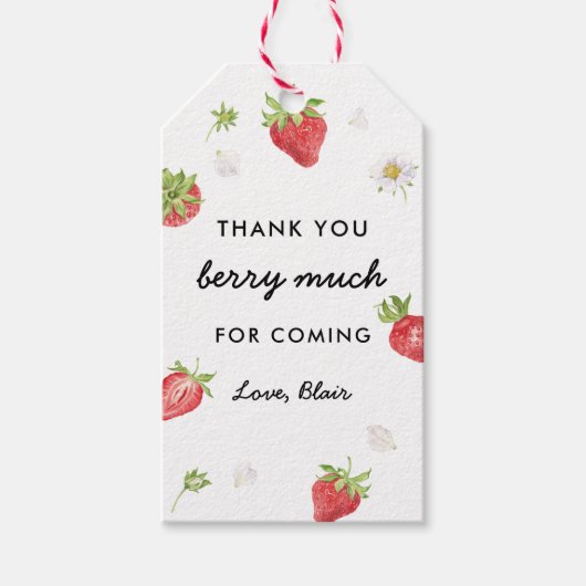 Aardbei Hartelijk Dank Voor Al Die Bessen Cadeaulabel (Voorkant)