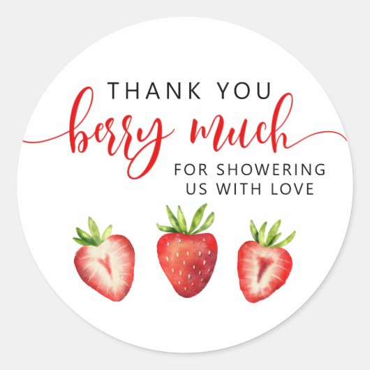 Aardbei Hartelijk dank voor het grote Baby shower  Ronde Sticker (Voorkant)