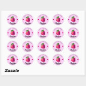 Aardbei Harthday Meisroze Gecontroleerd Ronde Sticker (Vel)