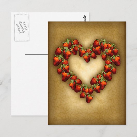 Aardbei Heart Briefkaart (Voorkant / Achterkant)