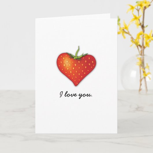 Aardbei Heart Kaart (Gele Bloem)