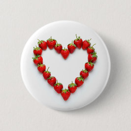 Aardbei Heart Ronde Button 5,7 Cm
