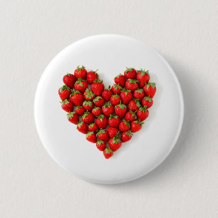 Aardbei Heart Ronde Button 5,7 Cm