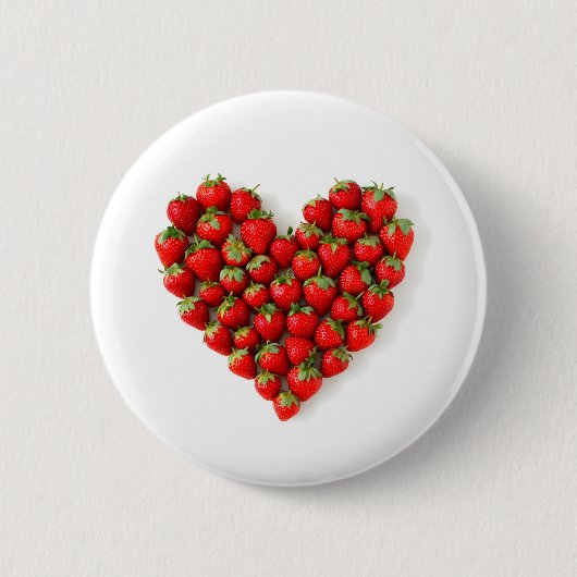 Aardbei Heart Ronde Button 5,7 Cm (Voorkant)