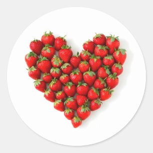 Aardbei Heart Ronde Sticker