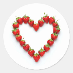 Aardbei Heart Ronde Sticker
