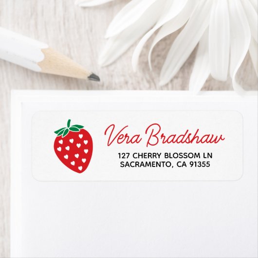 Aardbei Hearts Berry Sweet Address Label (Insitu)