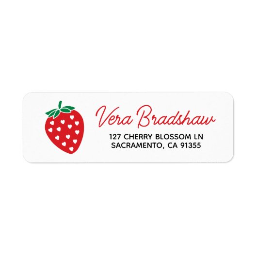 Aardbei Hearts Berry Sweet Address Label (Voorkant)