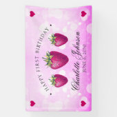 Aardbei Hearts Birthday Girl Pink Spandoek (Verticaal)