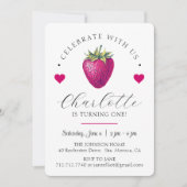 Aardbei Hearts Birthday Girl White Bedankkaart (Voorkant)