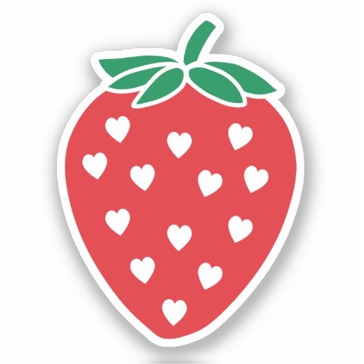 Aardbei Hearts Vinyl Cut Sticker (Voorkant)