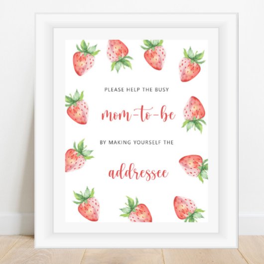 Aardbei - Help de bezige aanstaande moeder Poster