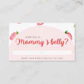 Aardbei Hoe groot is mama's buik Baby shower Informatiekaartje (Voorkant)