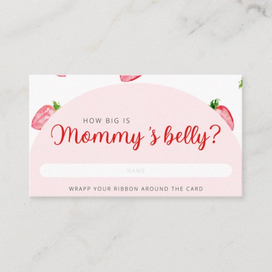 Aardbei Hoe groot is mama's buik Baby shower Informatiekaartje (Voorkant)