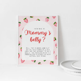 Aardbei Hoe groot is mama's buik Baby shower Poster