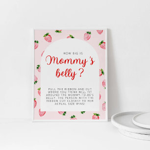 Aardbei Hoe groot is mama's buik Baby shower Poster