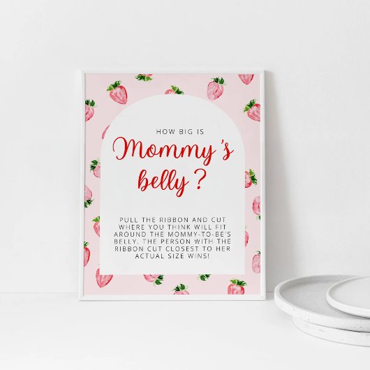 Aardbei Hoe groot is mama's buik Baby shower Poster